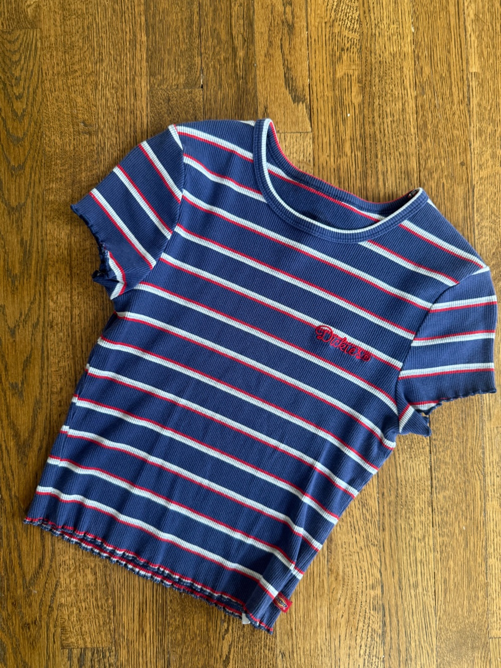 Dickies Navy Striped Muscle Tee with Red and White Accents